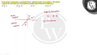 A ray of light travels from an optically denser medium towards rarer medium The critical angle [upl. by Atsedom684]
