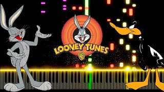 LOONEY TUNES amp MERRIE MELODIES THEME Song  Easy Piano Tutorial [upl. by Eehtomit]