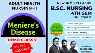 Menieres Disease in hindi  Medical Surgical NursingII  BSc Nursing 4th Sem [upl. by Lebatsirc542]