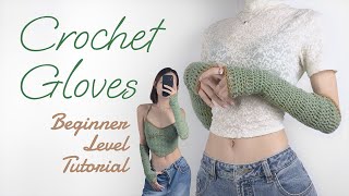 CROCHET simple FINGERLESS GLOVES [upl. by Allerus675]