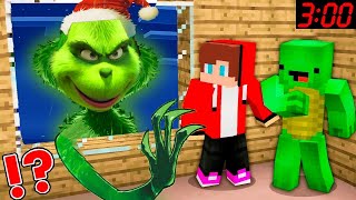 JJ and Mikey HIDE From GRINCH At Night in Minecraft Challenge Maizen [upl. by Hayouqes]