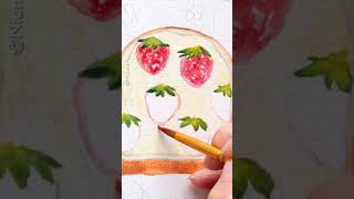 Lets Paint Strawberry Jam on Toast with Watercolors [upl. by Liek]