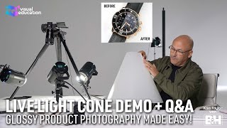 Glossy Product Photography Made EASY LIVE Light Cone Demo  QampA [upl. by Guadalupe]