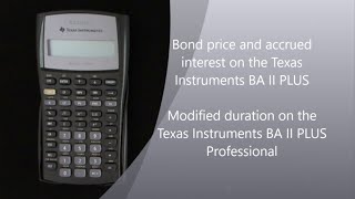 Bond price calculation on the TI BA II Pus and Professional calculators [upl. by Iiette]