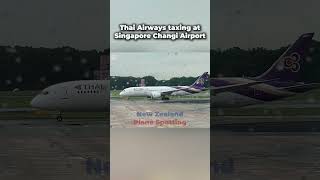 Thai Airways taxing at Singapore Changi Airport  aviation shorts [upl. by Selyn]