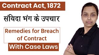 remedies for breach of contract in hindi  indian contract act 1872 [upl. by Aicatsana520]