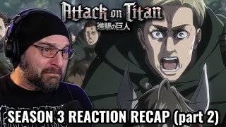 ATTACK ON TITAN SEASON 3 REACTION RECAP part 2 [upl. by Porcia26]