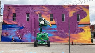 Public Mural by Justin Suarez in Linesville PA [upl. by Kenna790]