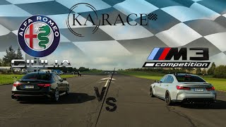 Alfa Romeo Giulia Quadrifoglio vs BMW M3 Competition  Drag Race [upl. by Leahcin]