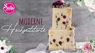 Hochzeitstorte  eckig modern mit Blumen  Sallys Welt [upl. by Adnohsak]