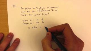 8  Algebra  Problemlösning mha Ekvationer [upl. by Alvord]