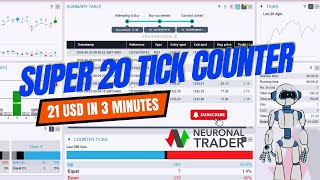 🤖NEW BOT SUPER 20 TICK COUNTER Ver 10  21 USD IN 3 MINUTES 🤑 FREE ON NEURONAL TRADER [upl. by Robbins]