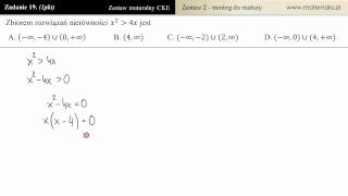 19 Matura z matematyki  zadanie treningowe  nierówność kwadratowa [upl. by Hamil]