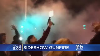 Video Man Fires Automatic Weapon At East Bay Sideshow [upl. by Yelime]