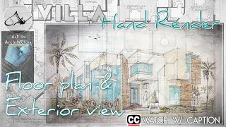 HAND DRAWN PERSPECTIVE amp FLOOR PLANTRENDY HOUSE [upl. by Avilys717]