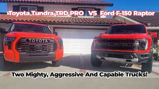 2022 Ford F150 Raptor Vs 2022 Toyota Tundra TRD PRO Which is a better truck [upl. by Morvin]