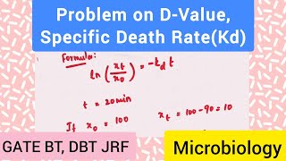 Problem on Specific Death Rate Constant Kd Decimal Reduction Time  DValue  biotechnotebook [upl. by Ruthe]