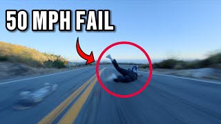 Extreme Longboarding Fail 50 MPH Crash [upl. by Inoy309]