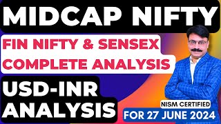 🔴MIDCAP NIFTY TOMORROW PREDICTION  27 JUNE THURSDAY  FINNIFTY TOMORROWUSDINR ANALYSIS [upl. by Lynnell]