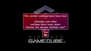 GameCube Startup  The System Settings Have Been Lost [upl. by Robbins575]