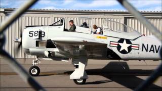 North American T28 Trojan airplane starting engine [upl. by Omolhs]