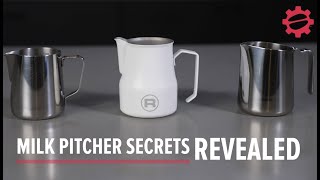 Milk Pitcher Secrets REVEALED Overview of Milk Frothing Pitchers and Milk Steaming Tips and Tricks [upl. by Enoryt]