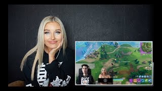 MY REACTION TO ME BEING IN RiceGums STRIP CHALLENGE Video on Fortnite [upl. by Boehike]