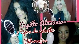 Cepillo alisador en 3 tipos de cabello [upl. by Annayrb]