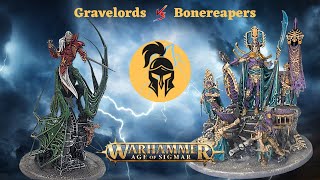 Age of Sigmar Battle Report NEW Ossiarch Bonereapers vs New Soulblight Gravelords [upl. by Artemus661]