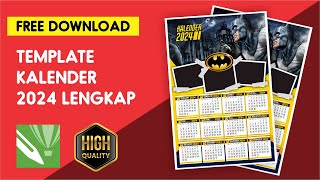 TEMPLATE KALENDER 2024 BATMAN  FREE DOWNLOAD CDR [upl. by Pedaiah206]