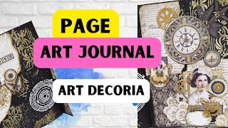 TUTO SCRAPBOOKING PAGE ART JOURNAL ART DECORIA de chez SCRAP BOYS collage FACILE [upl. by Akeenat938]