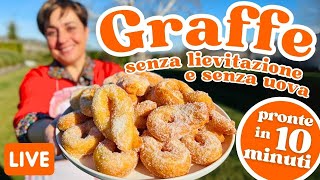 GRAFFE DI CARNEVALE PRONTE IN 10 MINUTI 🥳 Senza Lievitazione e Senza Uova  Ricetta in Diretta [upl. by Olonam]