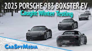 2025 Porsche 983 Boxster EV Prototype With Production Lights Spied Again Winter Testing [upl. by Moberg]