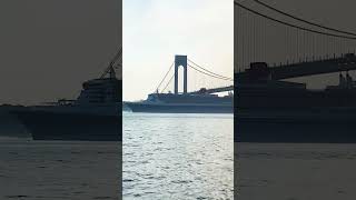 BIG QUEEN MARY 2 Close Passage VERRAZZANO BRIDGE NY Harbor NYC ship shipspotting maritime [upl. by Eletnahs]