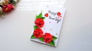 How to make handmade rose day card  greeting cards ideas [upl. by Lamaj402]