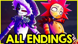 Sun And Moon Dating sim  After Hours FNAF Pizzaplex ALL ENDINGS  ALL SECRETS  ALL CHOICES [upl. by Nitas]