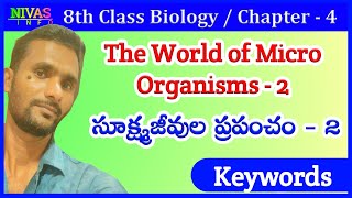 The World of Micro Organisms  2  Keywords  8th Class Biology  Chapter  4  Nivas Info [upl. by Stark]