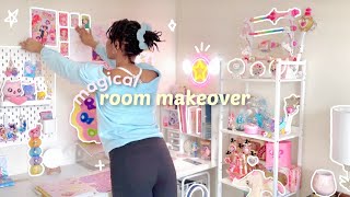 Extreme room makeover 🌷 magical girl aesthetic🌟  new bed  desk diys amp pastel pinterest vibes 🪺 [upl. by Kessia]