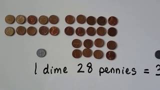 Grade 2 Math 38 Trading pennies for dimes [upl. by Narej]