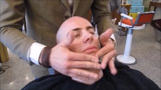 💈 Italian Barber  face shave with hot towel and Massage  No Talking ASMR  55 [upl. by Sonny]