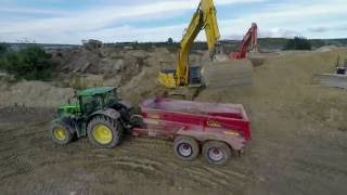 50 Ton Diggers Loading Herron Dump Trailers [upl. by Ynohtnakram]