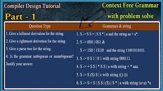 Context Free Grammar Bangla  CFG problem solve  Compiler Design  CFG  1  Part  1 [upl. by Eikcir]