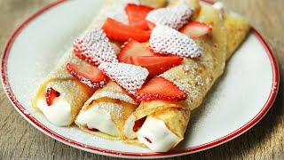 Strawberries amp Cream Crepes In 15 Minutes Or Less [upl. by Nylhsoj]