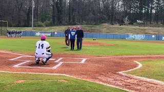 Limestone College Provost Throws Out First Pitch  quotStand Up To Cancerquot Game [upl. by Luapnaej]