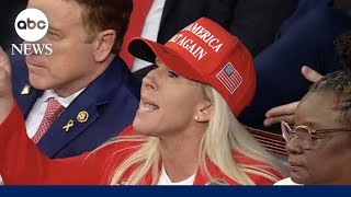 Moment Rep Marjorie Taylor Greene interrupts Pres Biden during State of the Union [upl. by Seraphim]