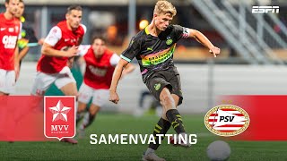 TWEE goals JESPER UNEKEN BESLISSING valt in BLESSURETIJD 🤯  Samenvatting MVV  Jong PSV [upl. by Ninahs]