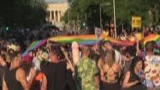 Thousands join colourful Pride parade in Madrid [upl. by Evvy350]