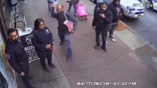 Shocking video shows suspect assaulting NYPD officer in the Bronx [upl. by Eiramaliehs]