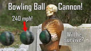 Deadly 240mph Bowling Ball Cannon  Ballistic HighSpeed [upl. by Araem]