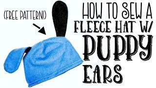 How to make a Fleece Hat with Puppy Ears [upl. by Boleslaw]